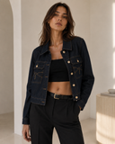 Dark Blue contrast stitch denim jacket