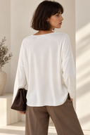 Λευκή V-neck oversized μπλούζα