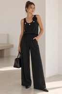 FIGARO Μαύρο embroidered side stripe pants