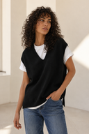 Μαύρη V-neck πλεκτή καζάκα