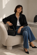 Μαύρο cropped denim jacket