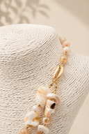 Μπεζ layered shell necklace με πέτρες
