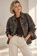 Μαύρο Dirty oversized denim jacket