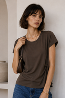 Καφέ twist detail t-shirt