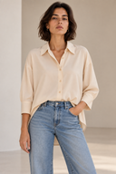 Βανίλια ασύμμετρο oversized πουκάμισο