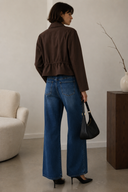 Καφέ utility cropped jacket
