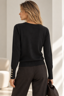 Μαύρη V-neck πλεκτή μπλούζα