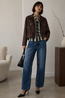 Καφέ utility cropped jacket