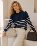 Μπλε striped button knit sweater