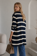 Μπλε cream striped knit ζακέτα