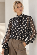 FIGARO Μαύρη Polka Dot crop μπλούζα