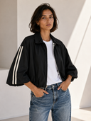 Μαύρο bomber jacket με δαντέλα