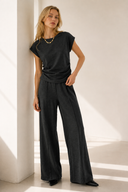 Ανθρακί relaxed knit σετ