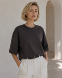 Καφέ oversized 3/4 top