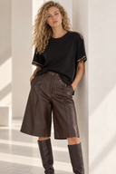 FIGARO Καφέ faux leather βερμούδα