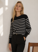 Μαύρη striped button knit sweater