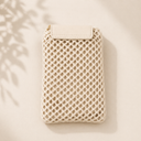Μπεζ mini knitted crossbody bag με καπάκι
