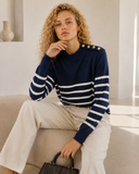 Μπλε striped button knit sweater