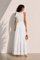 Λευκό embroidered metallic φόρεμα