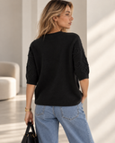 Μαύρη Heart Knit Μπλούζα