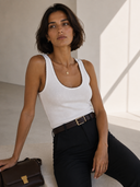 Λευκό ribbed contrast tank top