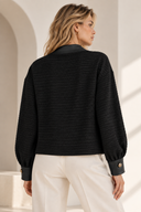FIGARO Μαύρη contrast trim ζακέτα με κουμπιά