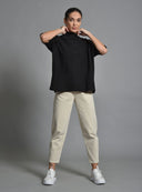 Μαύρο oversized knit μπλούζα