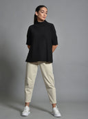 Μαύρο oversized knit μπλούζα