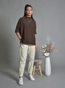 Καφέ oversized knit μπλούζα