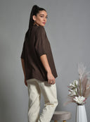 Καφέ oversized knit μπλούζα