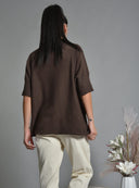 Καφέ oversized knit μπλούζα