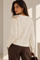 Εκρού Lace Detail Cardigan