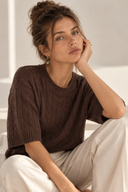 Καφέ cable knit top