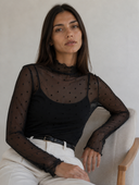 Μαύρο polka dot mesh top