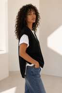 Μαύρη V-neck πλεκτή καζάκα