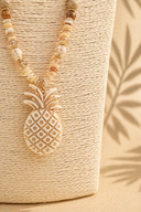 Μπεζ beaded pineapple pendant necklace