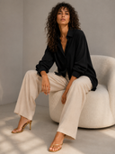 Μαύρο ασύμμετρο oversized πουκάμισο