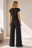 Ανθρακί relaxed knit σετ