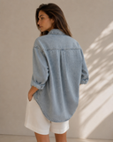 Dirty blue oversized τζιν πουκάμισο