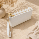 Λευκό double leather strap wallet