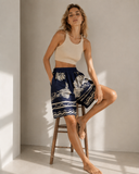 Μπλε poplin printed βερμούδα