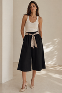 Μαύρο poplin culotte παντελόνα