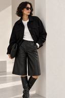 FIGARO Μαύρη faux leather βερμούδα