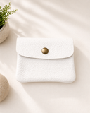 Λευκό leather mini wallet με καπάκι