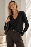Μαύρη V-neck πλεκτή μπλούζα