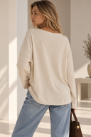 Μπεζ V-neck oversized μπλούζα