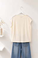 Figaro Μπεζ sequin shoulder t-shirt