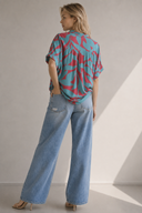 Φούξια abstract print oversized πουκάμισο