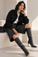 FIGARO Μαύρη faux leather βερμούδα