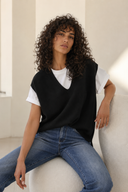 Μαύρη V-neck πλεκτή καζάκα
